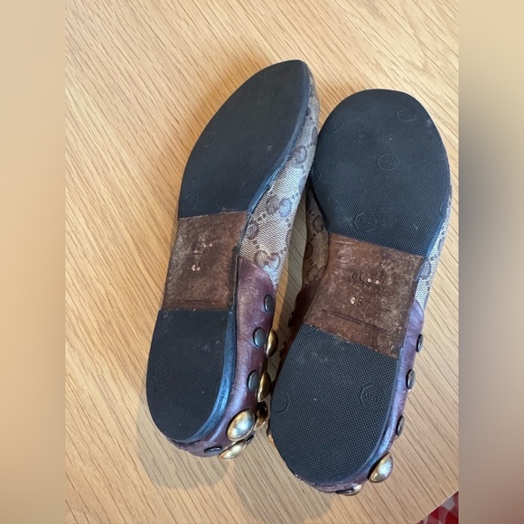 GUCCI Studded GG Mixed Media Flats Size 35.5 - Picture 7 of 8